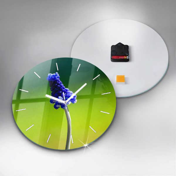 Wanduhr rund mit motiv Blaue Blumen