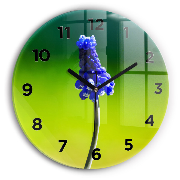 Wanduhr rund mit motiv Blaue Blumen