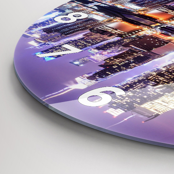 Wanduhr glas rund New York bei Nacht