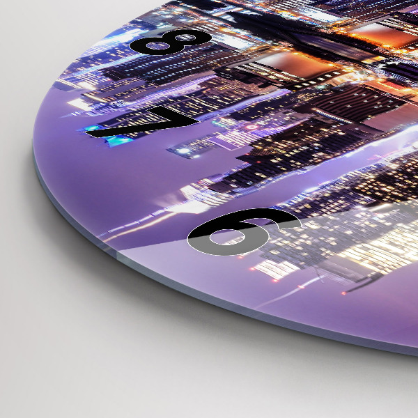 Wanduhr glas rund New York bei Nacht