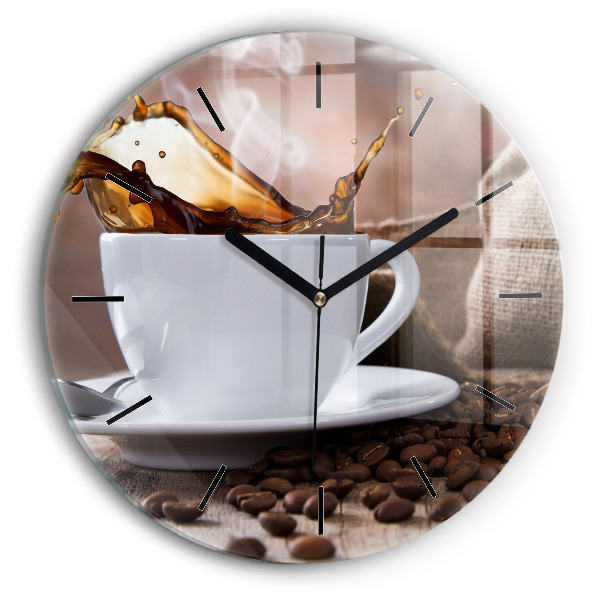 Wanduhr glas rund Eine Tasse Kaffee