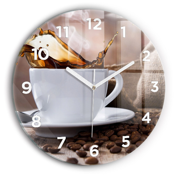 Wanduhr glas rund Eine Tasse Kaffee