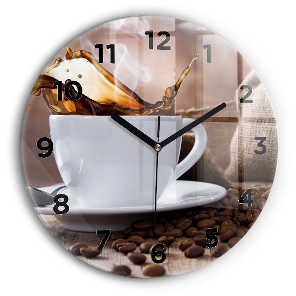 Wanduhr glas rund Eine Tasse Kaffee