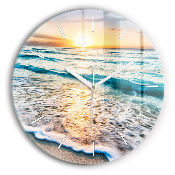 Wanduhr rund mit motiv Strand, Meer und Sand