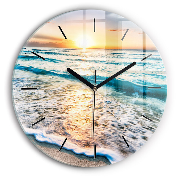 Wanduhr rund mit motiv Strand, Meer und Sand