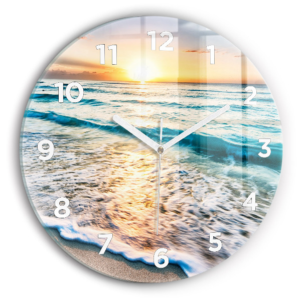Wanduhr rund mit motiv Strand, Meer und Sand