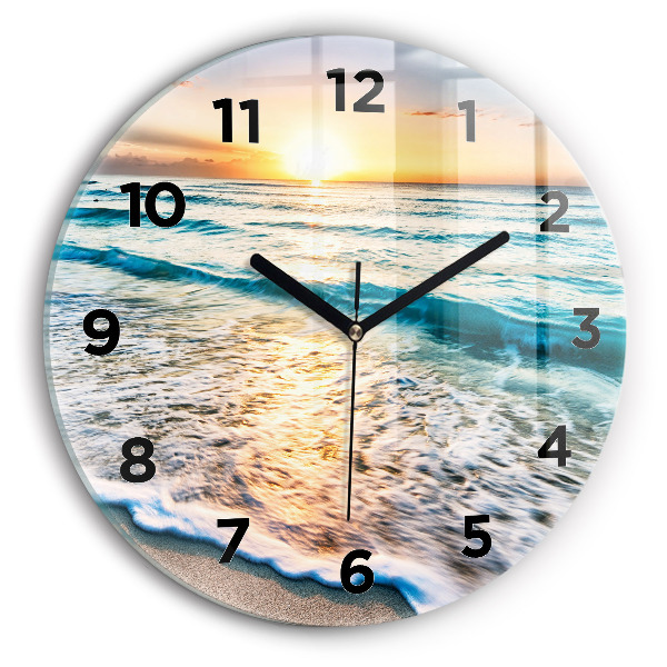 Wanduhr rund mit motiv Strand, Meer und Sand