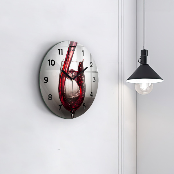 Wanduhr rund mit motiv Weinglas