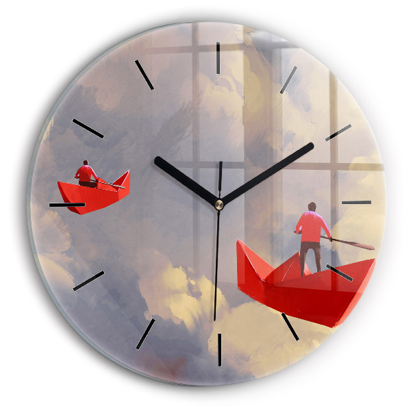 Wanduhr rund mit motiv Papier-Schiffe