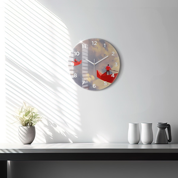 Wanduhr rund mit motiv Papier-Schiffe