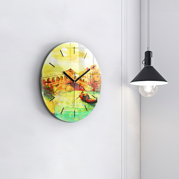Wanduhr rund mit motiv Rialtobrücke in Venedig