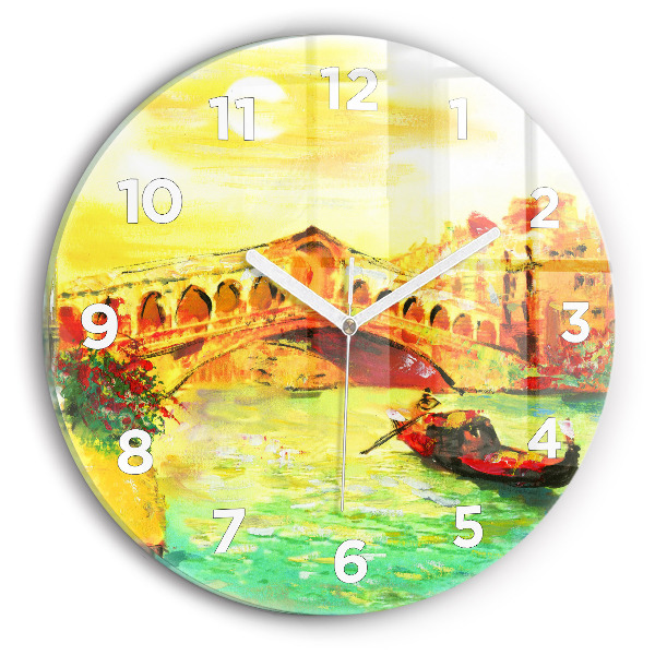 Wanduhr rund mit motiv Rialtobrücke in Venedig