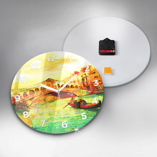 Wanduhr rund mit motiv Rialtobrücke in Venedig
