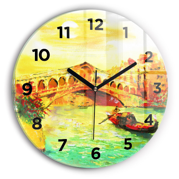 Wanduhr rund mit motiv Rialtobrücke in Venedig