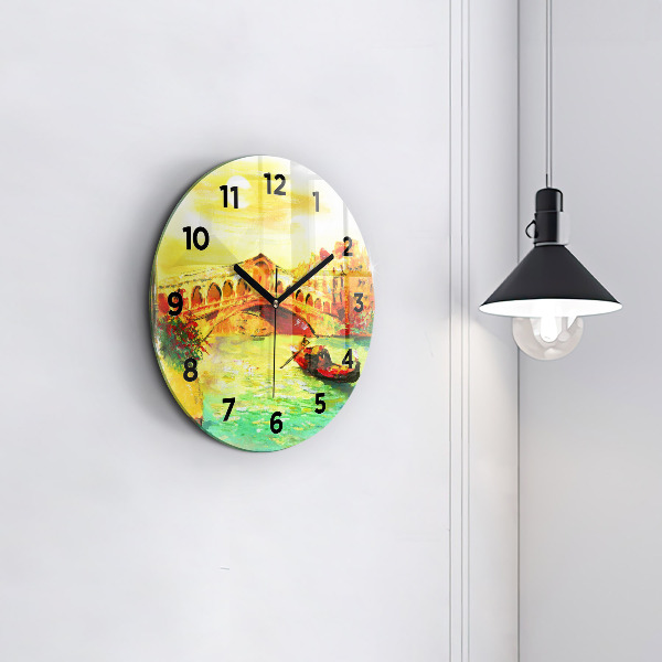 Wanduhr rund mit motiv Rialtobrücke in Venedig