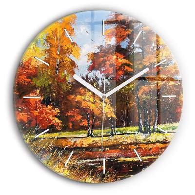 Wanduhr rund mit motiv Herbstlandschaft mit Fluss