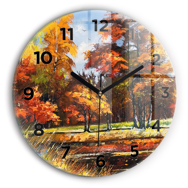 Wanduhr rund mit motiv Herbstlandschaft mit Fluss