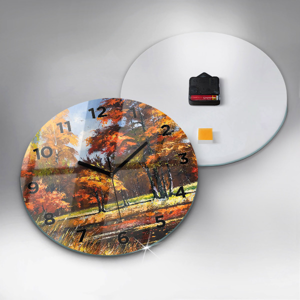 Wanduhr rund mit motiv Herbstlandschaft mit Fluss