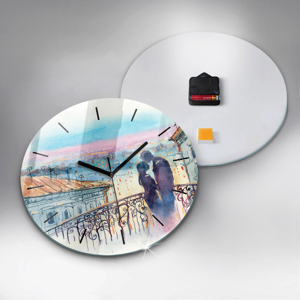 Wanduhr rund mit motiv Menschen auf Aquarell