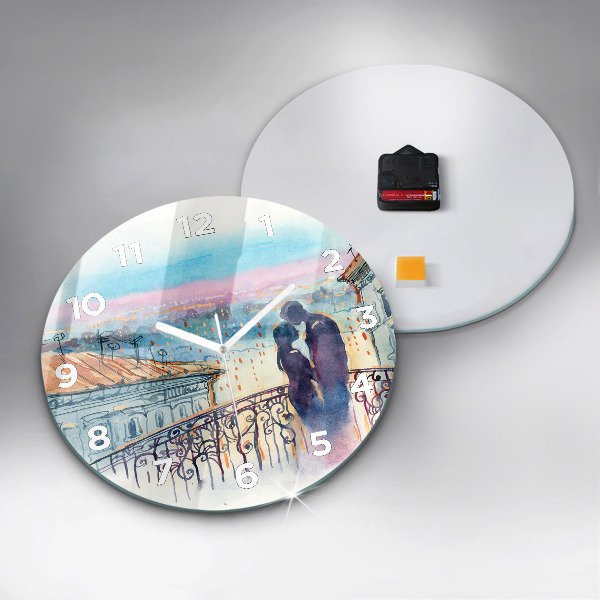 Wanduhr rund mit motiv Menschen auf Aquarell