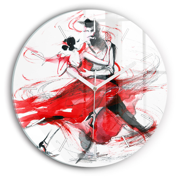 Wanduhr glas rund Tanzendes Paar