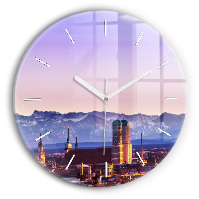 Wanduhr rund mit motiv Deutsche Alpen München