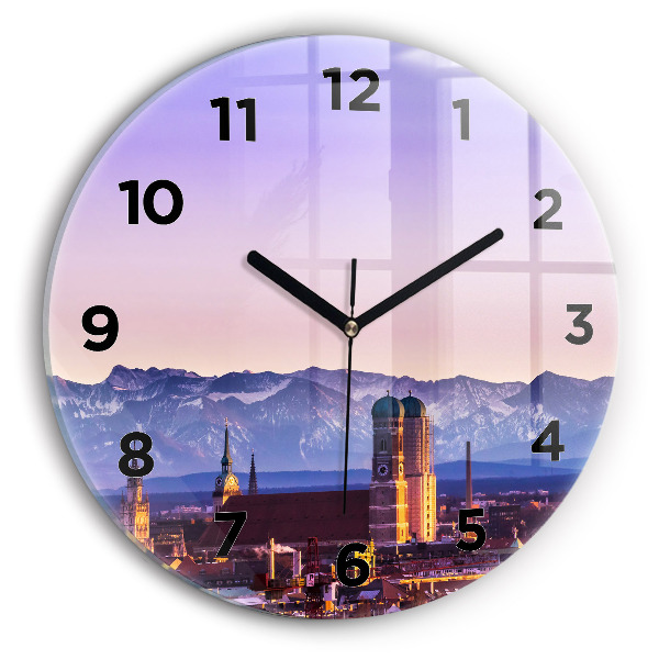 Wanduhr rund mit motiv Deutsche Alpen München
