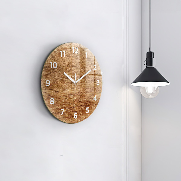 Wanduhr rund mit motiv Helles Holz