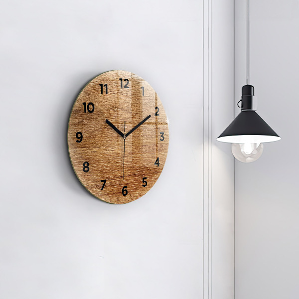 Wanduhr rund mit motiv Helles Holz