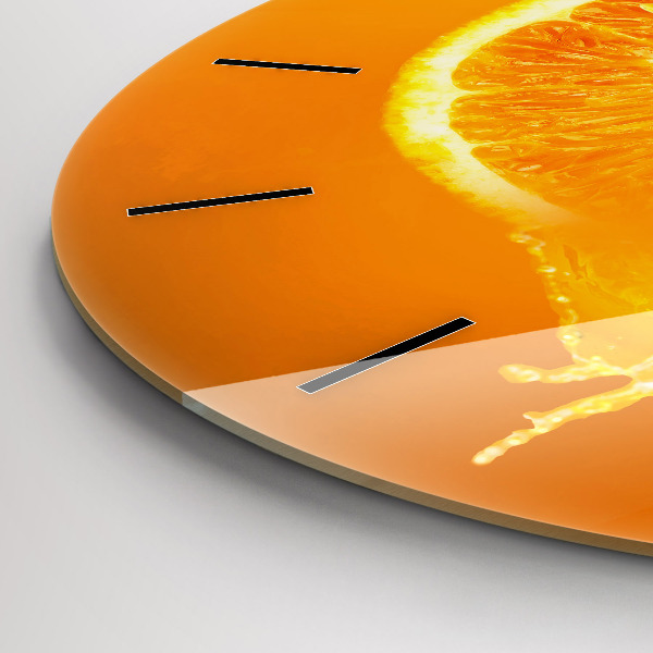 Wanduhr glas rund Orange
