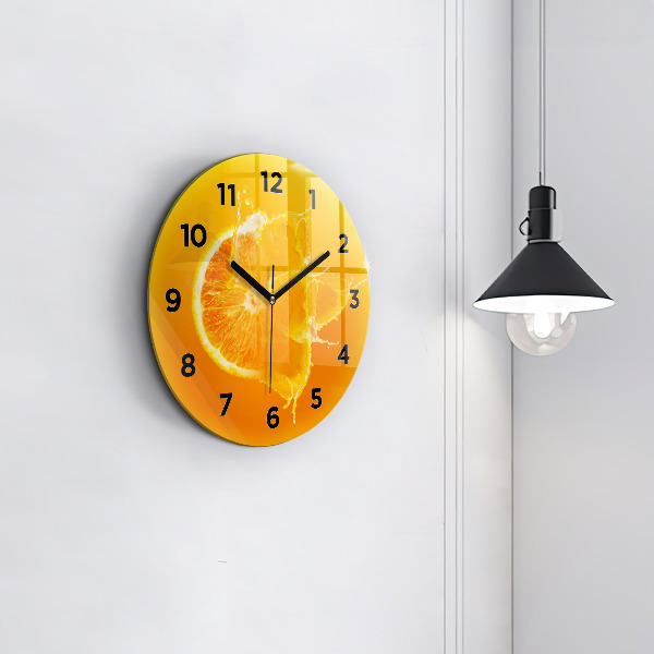 Wanduhr glas rund Orange