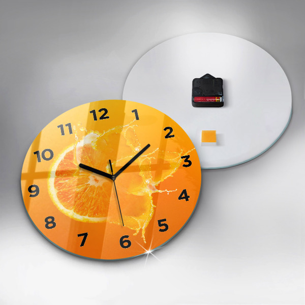Wanduhr glas rund Orange