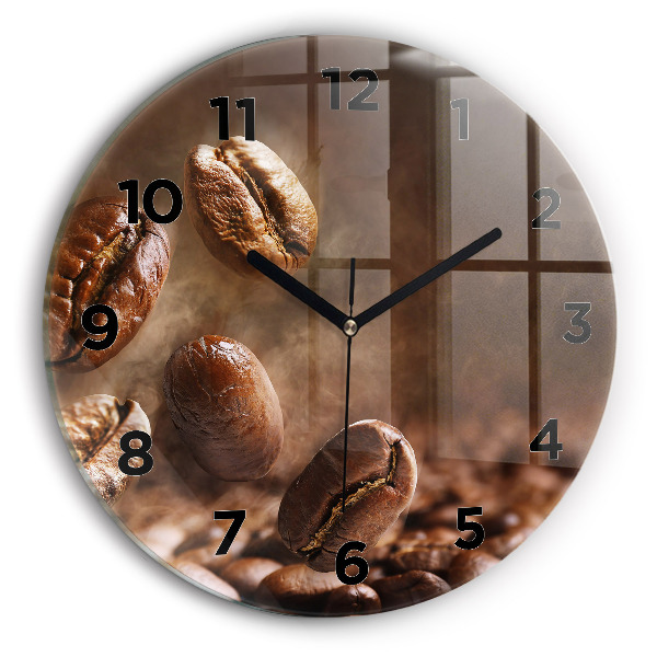 Wanduhr rund Kaffeebohnen