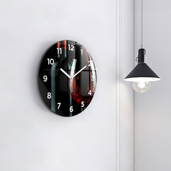 Wanduhr glas rund Weinflasche