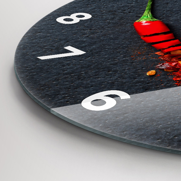 Wanduhr rund Roter Pfeffer als Gewürz