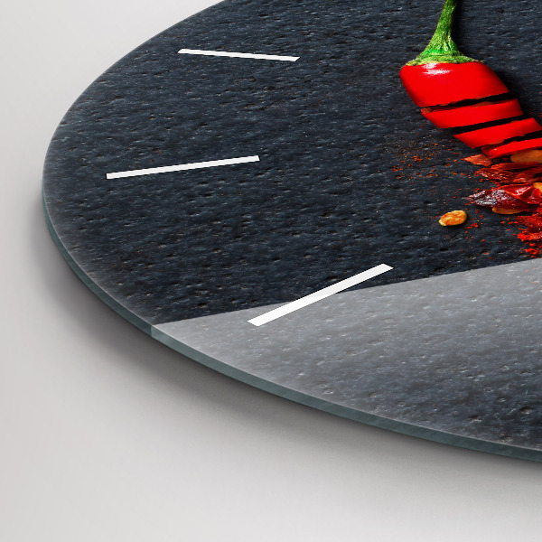 Wanduhr rund Roter Pfeffer als Gewürz