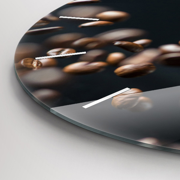 Wanduhr glas rund Kaffeebohnen