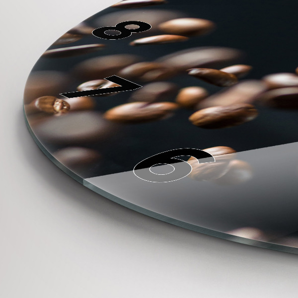 Wanduhr glas rund Kaffeebohnen