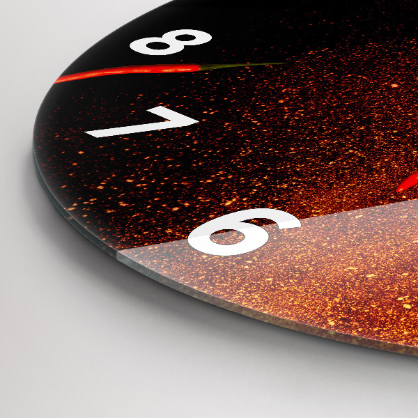 Wanduhr glas rund Chili-Schoten