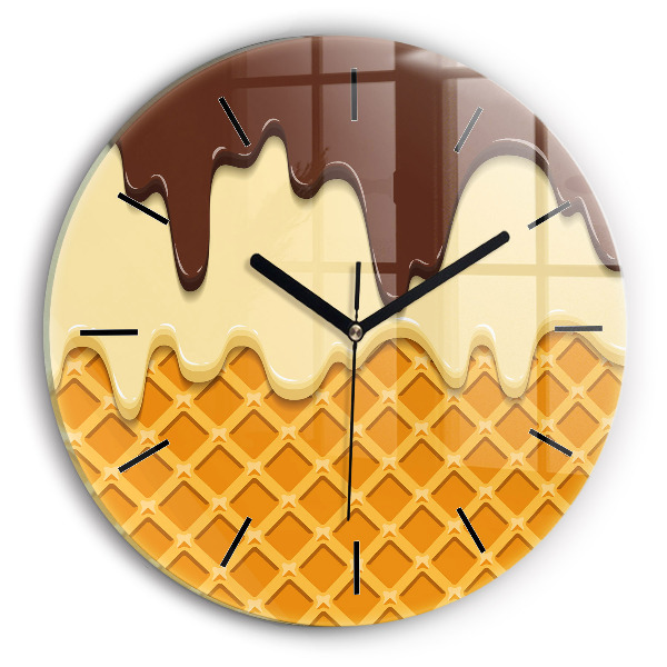 Wanduhr rund mit motiv Waffel und Eiscreme