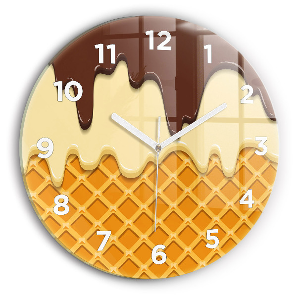 Wanduhr rund mit motiv Waffel und Eiscreme