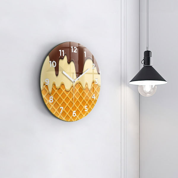Wanduhr rund mit motiv Waffel und Eiscreme