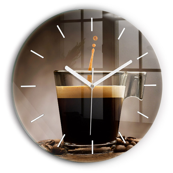 Wanduhr glas rund Becher mit Kaffee