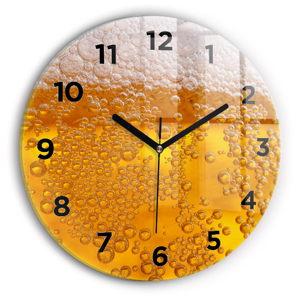 Wanduhr glas rund Bier