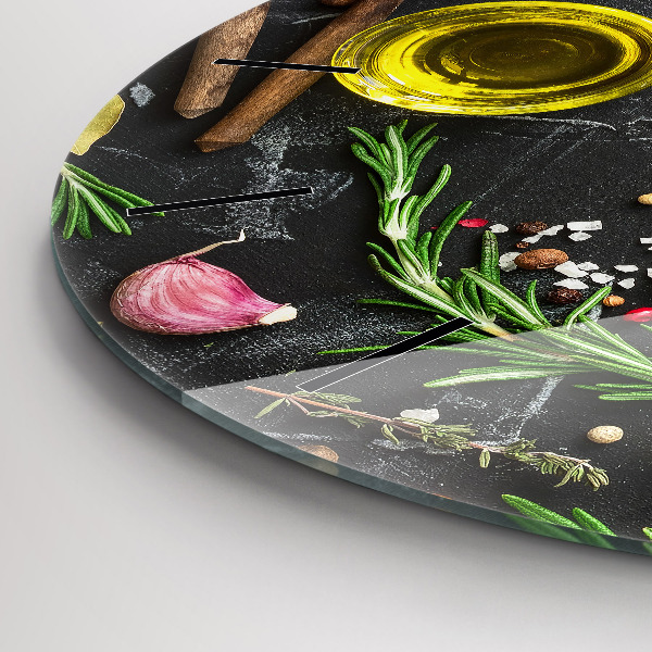 Wanduhr rund mit motiv Gewürze auf der Tischplatte