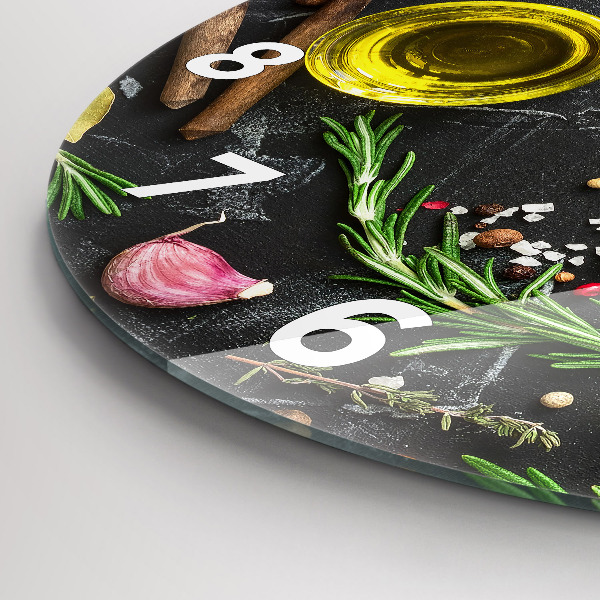 Wanduhr rund mit motiv Gewürze auf der Tischplatte