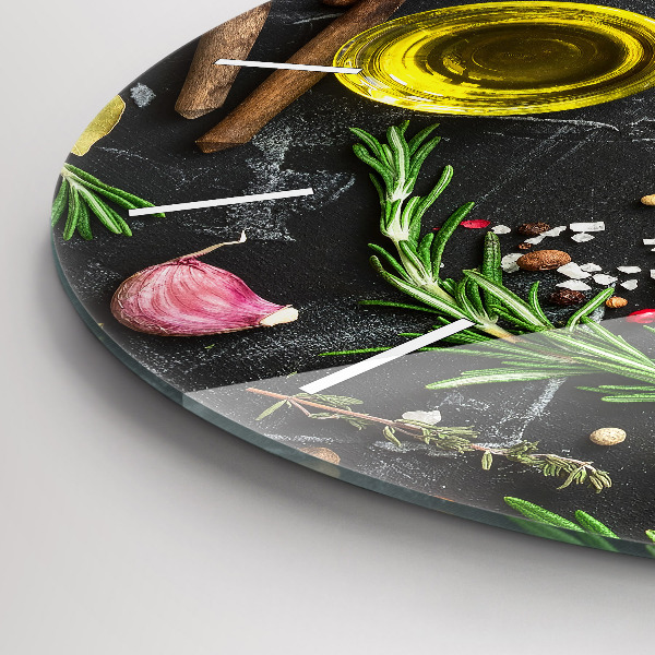 Wanduhr rund mit motiv Gewürze auf der Tischplatte