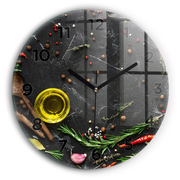 Wanduhr rund mit motiv Gewürze auf der Tischplatte