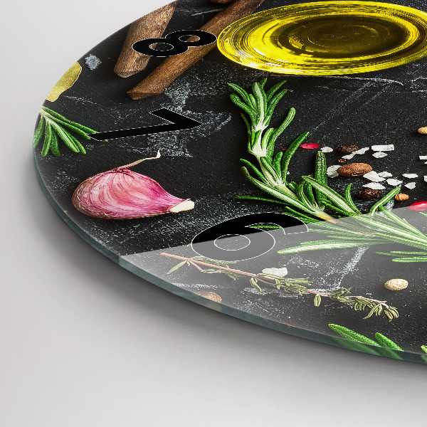 Wanduhr rund mit motiv Gewürze auf der Tischplatte