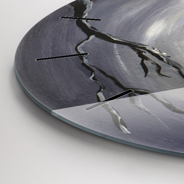 Wanduhr glas rund Rabe im Mondlicht